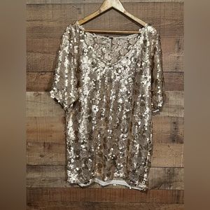 Free People Sequin Gold T-Shirt Dress size Medium